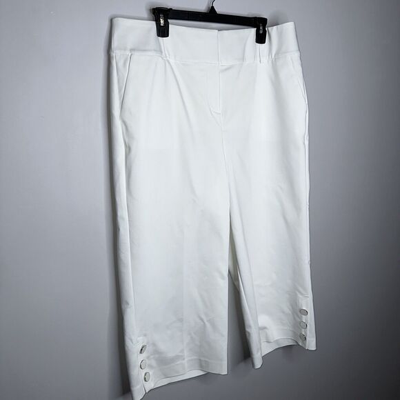 Lane Bryant Women’s The Laney Wide Legs Cropped Pants White High Rise SZ 16 NWT - Picture 3 of 6
